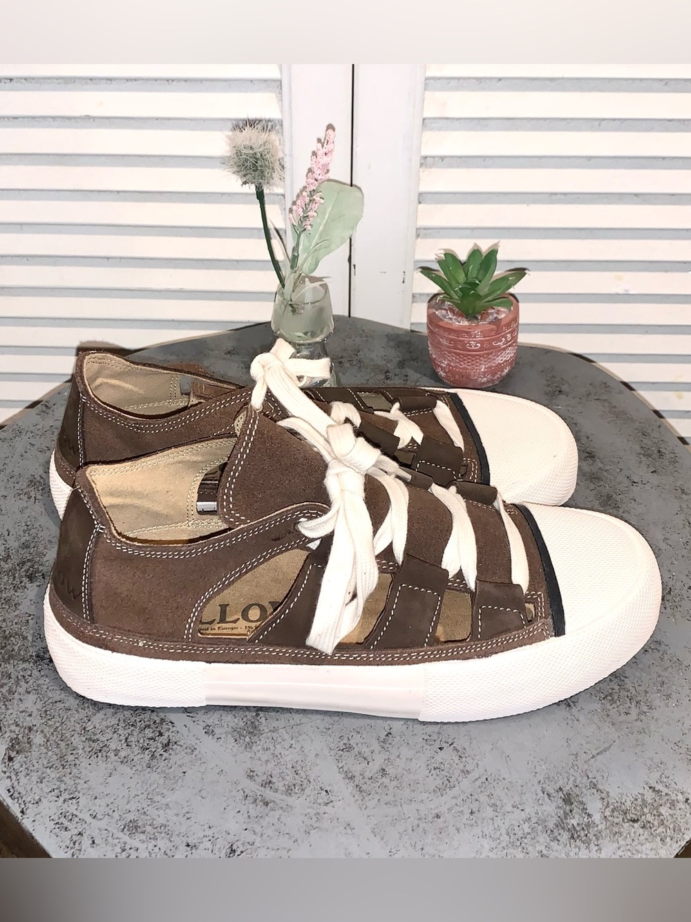 Free People X Wollow Open Leather Sneakers Chocolate Women’s 8.5